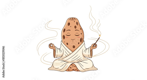 Meditating Potato Engaging In Spiritual Practices Of Peace And Tranquility