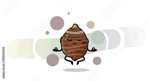 Meditating Root Vegetable With Geometric Background And Bubble Effect Design