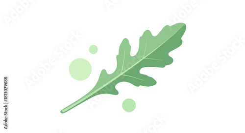 Minimalist Arugula Leaf with Circles Design Over a Black Background Modern Vector Art