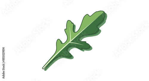 Minimalist Design of Arugula Leaf With Shadow Effect On A Black Background Vector