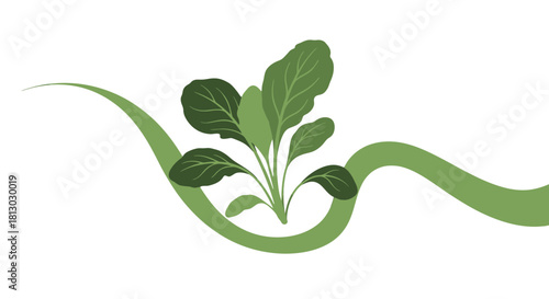 Minimalist Plant Art on Black Background Symbolizing Natural Growth and Ecosystems