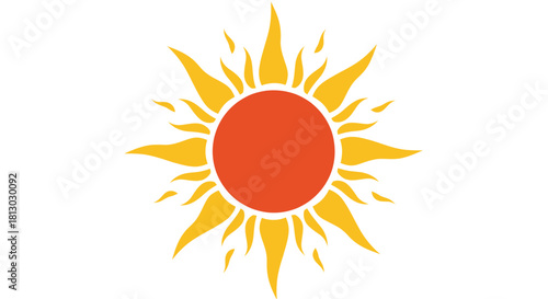 A vibrant vector illustration featuring a radiant sun with stylized rays, perfect for adding a warm and energetic touch to any design project.