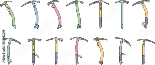 Collection of Colorful Climbing Picks on White Background