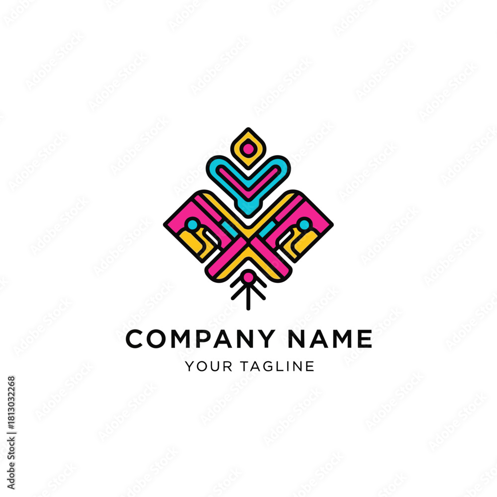Obraz premium Colorful abstract logo design with geometric shapes and vibrant colors.
