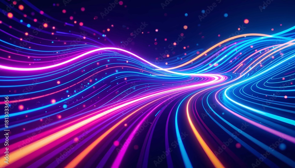 Fototapeta premium Futuristic abstract neon waves forming glowing lines with dynamic energy motion