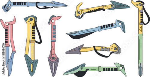Colorful Folding Utility Knives with Assorted Blades on White Background