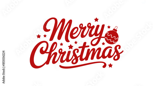 Merry christmas festive lettering with ornaments and stars