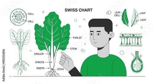 Plant Anatomy Illustrated Diagram Showing Swiss Chart for Educational Purposes