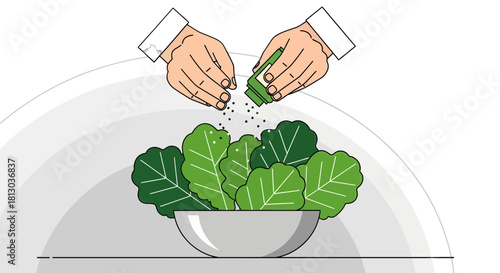 Seasoning Fresh Salad: Dietary Delight Preparing Greens for Culinary Creations