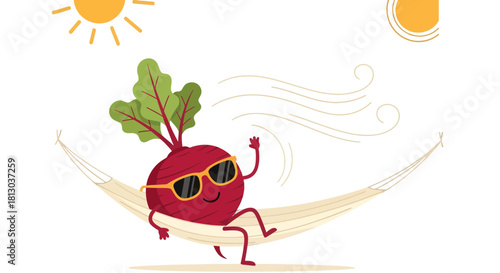 Relaxing Beetroot Enjoying Summer Sunshine While Lounging On A Hammock, Sunny Day