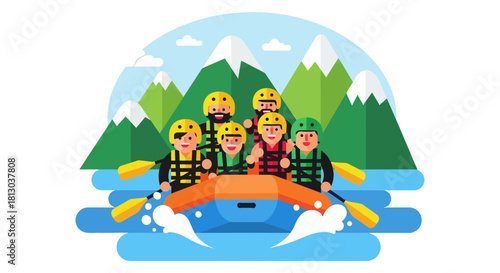 Thrilling Whitewater Rafting Adventure with a Cheerful Team Floating Through Nature