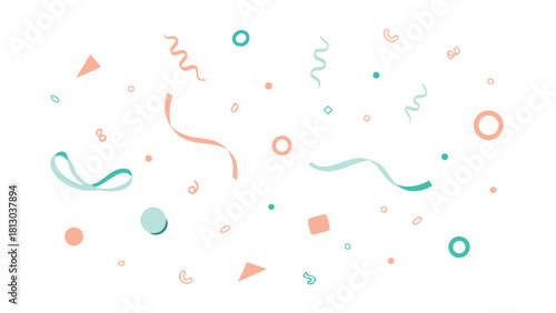 A collection of bright, colorful confetti streamers arranged together, adding a celebratory touch to the scene..eps