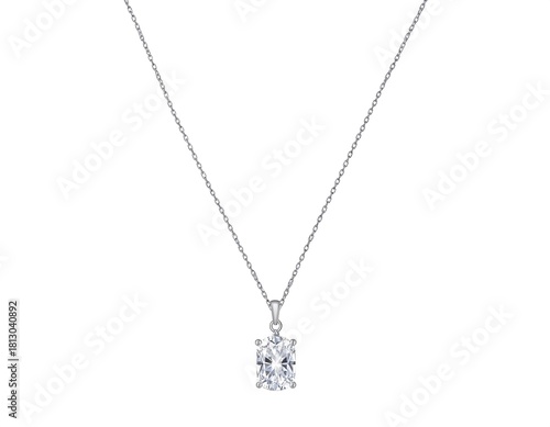 Elegant pendant necklace features a glittering, oval-cut gem suspended on a delicate silver chain