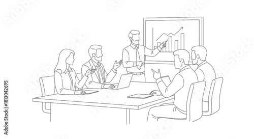 Business meeting with presentation and discussion.