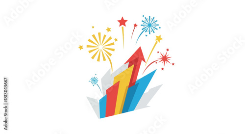Upward Trend Illustration Symbolizing Business Growth, Success, and Achievement. Suitable for visualizing progress, financial gains, and market performance.
