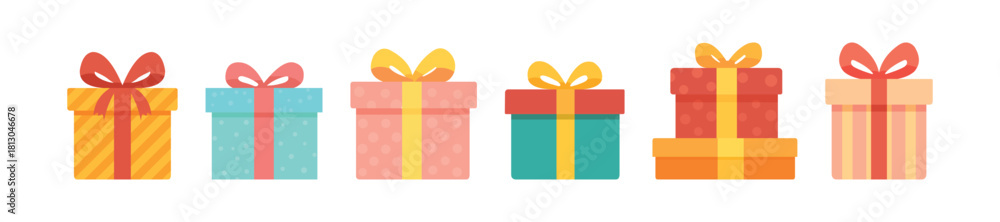 Obraz premium christmas gift boxes ornament illustration set