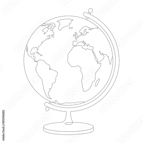 line drawing of earth globe