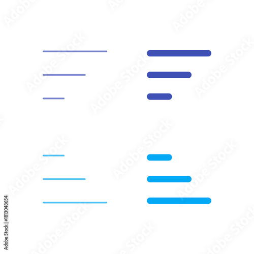 Flat Colored Sort Ascending and Sort Descending Icon Set in Outline and Solid Style for Data Ordering and Organization