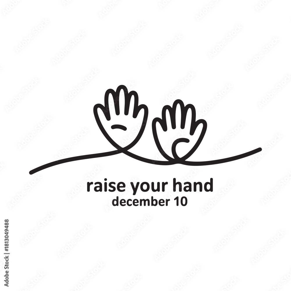 Fototapeta premium Raise your hand december 10 simple line art hands