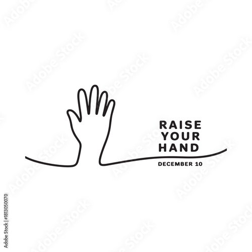 Minimalist line art of a raised hand with text
