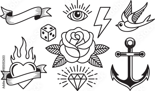 Classic flash tattoo designs for bold illustrations