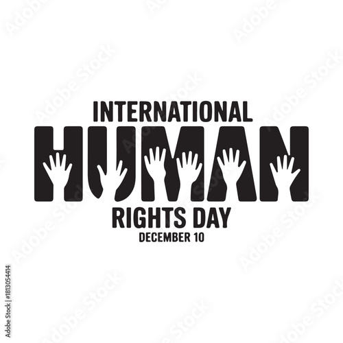 International human rights day with raised hands symbol