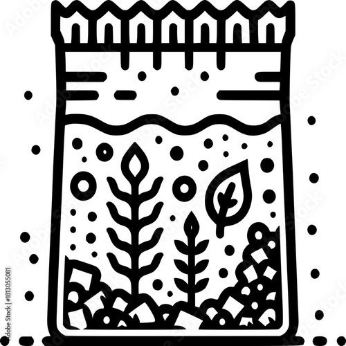 Biodegradable Packaging Icon - Monochrome Vector Design for Compostable Material Eco Packaging Sustainable Package Environmental Friendly Decomposable
