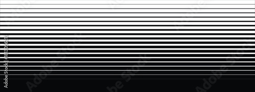 Line halftone gradation texture. Fading horizontal stripe gradient background. Repeating pattern backdrop. Black parallel thin to thick lines backdrop for overlay, print, cover, graphic design. art