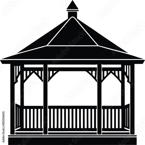 Traditional wooden verandah architectural element icon