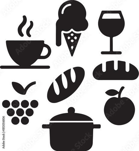 Enjoy delightful food icons for menus and recipes