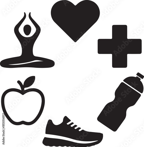 Healthy lifestyle balance with yoga and nutrition