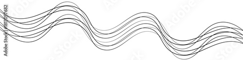 Abstract Wave Composition of Thin Black Lines on a White Background. A Modern Minimalist Vector Illustration Design.
