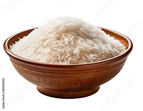 Basmati rice basin isolated on white background