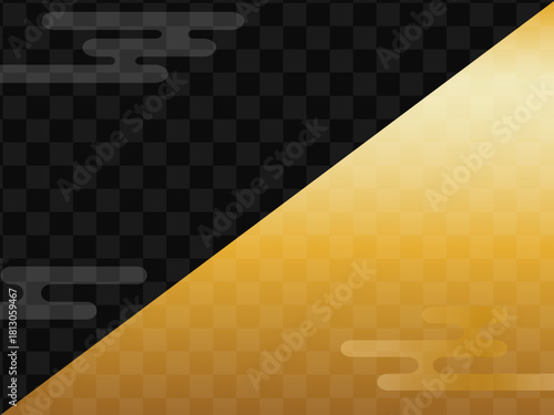 和風背景　市松模様の金の光沢があるイラスト 金・黒