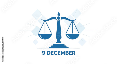 International Anti Corruption Day December 9th with Scales of Justice.