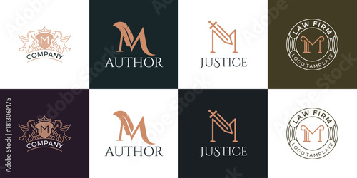 Vintage Elegant Logo Collection for Law Firm, Corporate Crest, Author Monogram, and Justice Emblem