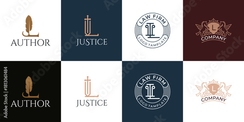 Vintage Elegant Logo Collection for Law Firm, Corporate Crest, Author Monogram, and Justice Emblem