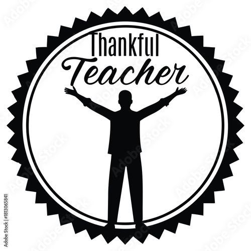 A black silhouette of a thankful teacher