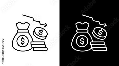Financial Loss White Icon Set Design