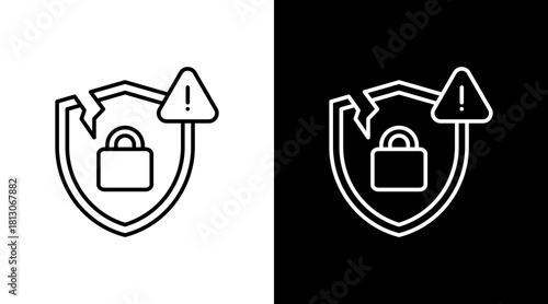 Security Breach White Icon Set Design