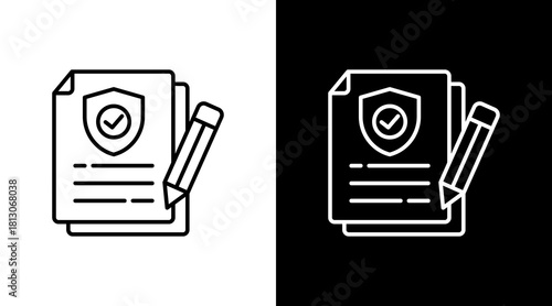 Insurance Coverage White Icon Set Design