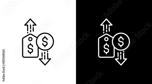 Economic Inflation White Icon Set Design