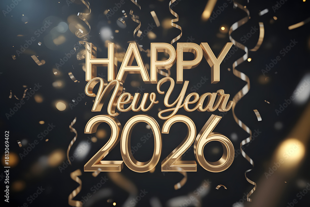 Fototapeta premium Happy New Year 2026 Party with Sparkling Fireworks
