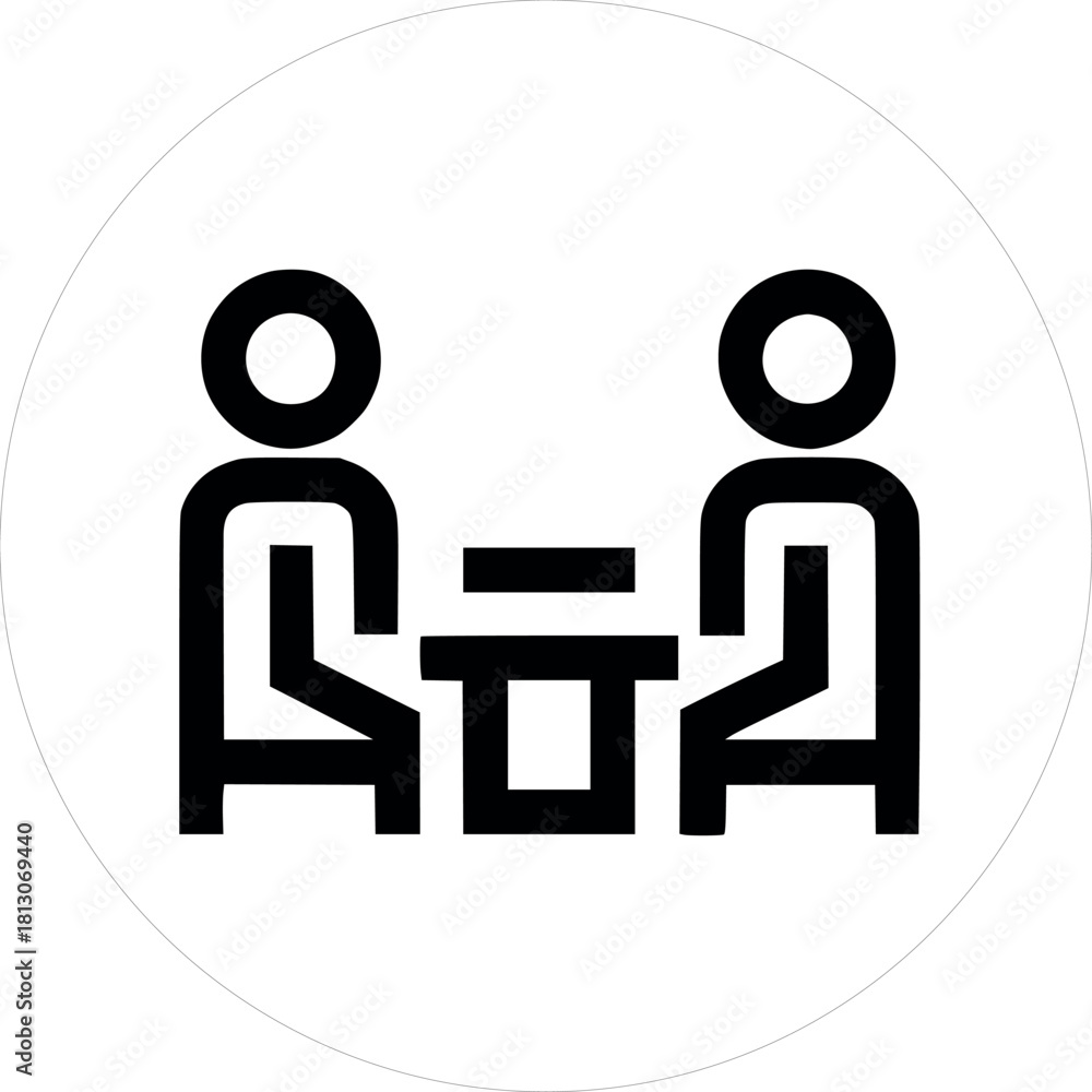 Fototapeta premium Meeting Icon Two People at a Table Discussing Ideas