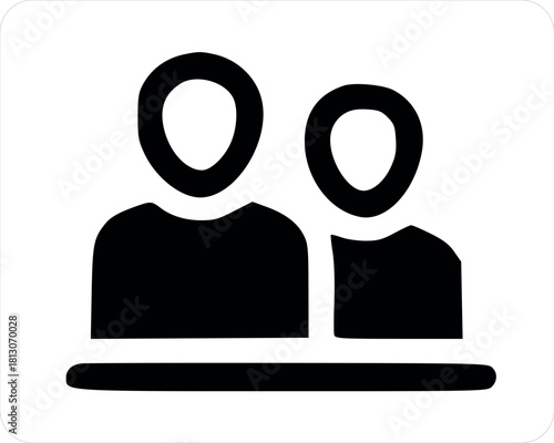 Two People Icon Illustrative Representation of Connection and Relationship in Simple Design