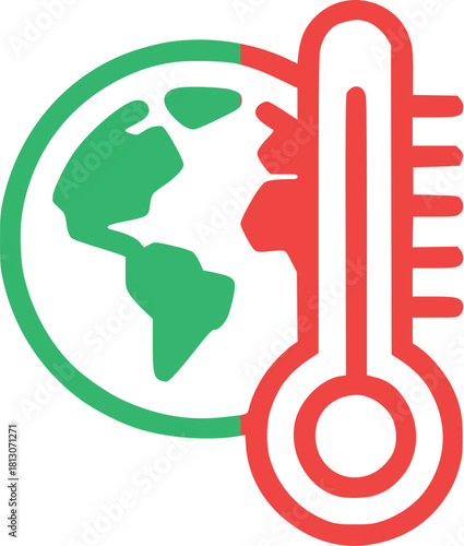Global Warming and Temperature Rise Icon Illustrating Climate Change Impact