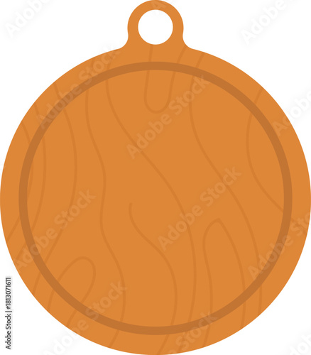 Round Wooden Cutting Board Flat Illustration. Clean Icon Design Element on Isolated White Background