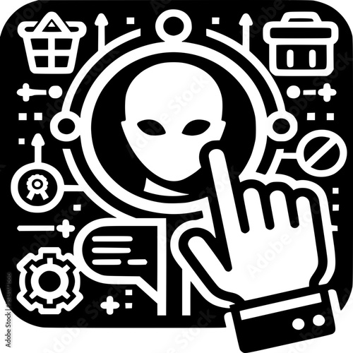 Personalized Recommendation Icon - Clean Monochrome Vector Design for AI Curation Product Selection Algorithm Shopping Suggestion Custom Experience
