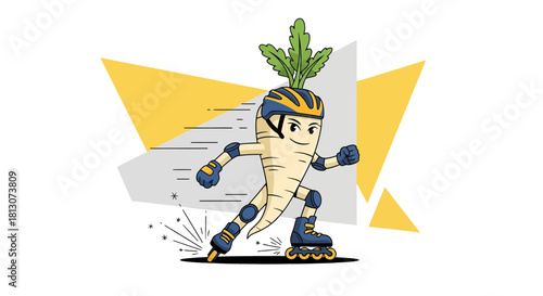 Vegetable Adventures: Parship Rollerblading Through Energetic Graphic Composition