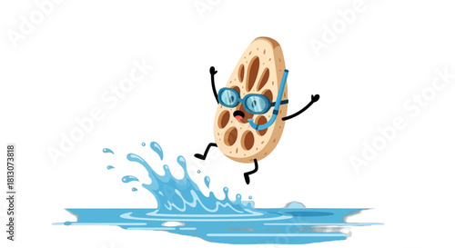 Vegetable Adventurer Submerging Into Water, Enjoying The Aquatic Recreational Activities